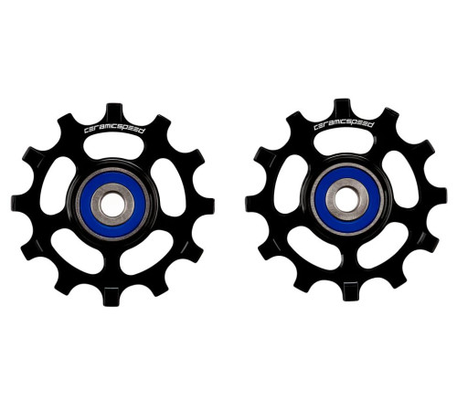 Tension and guide pulley set CeramicSpeed for Shimano 11s 12-tooth NW 9100/8000/RX800/GRX Alloy 607 stainless steel black (107340)