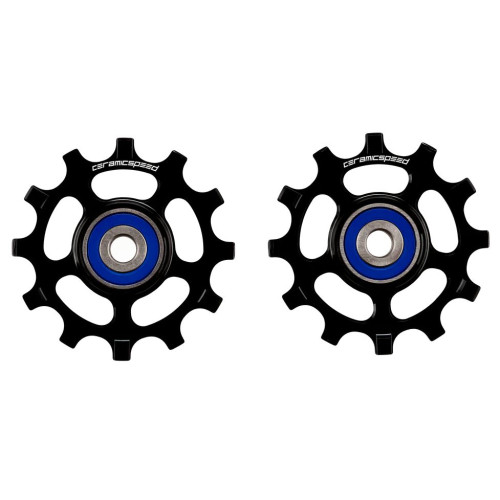 Tension and guide pulley set CeramicSpeed for Shimano 11s 12-tooth NW 9100/8000/RX800/GRX Alloy 607 stainless steel black (107340)