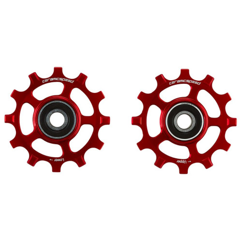 Tension and guide pulley set CeramicSpeed for Shimano 11s 12-tooth NW 9100/8000/RX800/GRX Alloy 607 stainless steel red (108565)