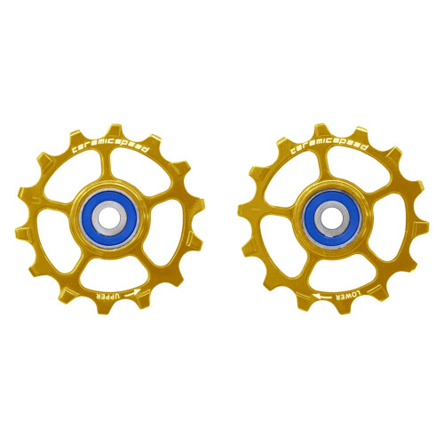 Tension and guide pulley set CeramicSpeed for Shimano 12s XT/XTR MTB Alloy 607 stainless steel gold (107503)