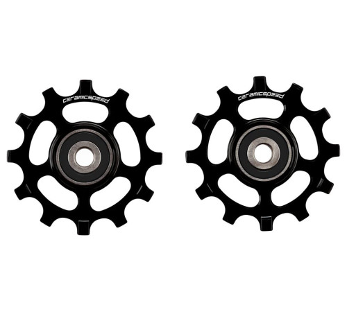 Tension and guide pulley set CeramicSpeed for SRAM 11s 1X; Force 1, Rival 1,XX1, X01, CX1 off-road Alloy 626 stainless steel black (101691)