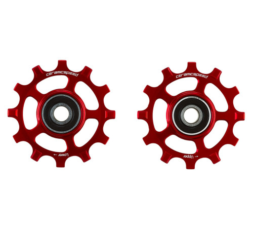 Tension and guide pulley set CeramicSpeed for SRAM 12s AXS Road Alloy 607 stainless steel red (107484)