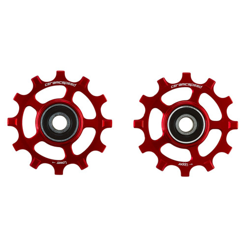 Tension and guide pulley set CeramicSpeed for SRAM 12s AXS Road Alloy 607 stainless steel red (107484)