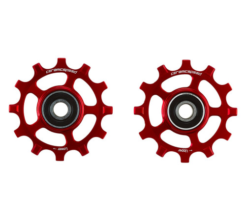 Tension and guide pulley set CeramicSpeed for Campagnolo 12s Alloy 607 stainless steel red (107519)