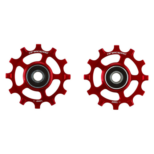 Tension and guide pulley set CeramicSpeed for Campagnolo 12s Alloy 607 stainless steel red (107519)