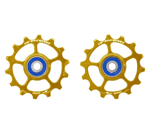 Tension and guide pulley set CeramicSpeed for Shimano 12s XT/XTR MTB Coated Alloy 607 gold (107504)