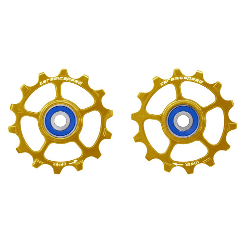 Tension and guide pulley set CeramicSpeed for Shimano 12s XT/XTR MTB Coated Alloy 607 gold (107504)