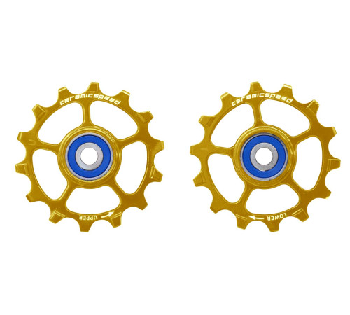 Tension and guide pulley set CeramicSpeed for SRAM Eagle & Eagle AXS 1-12 Coated Alloy 626 gold (103347)