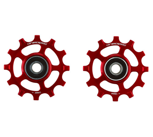Tension and guide pulley set CeramicSpeed for Campagnolo 12s Coated Alloy 607 red (107521)