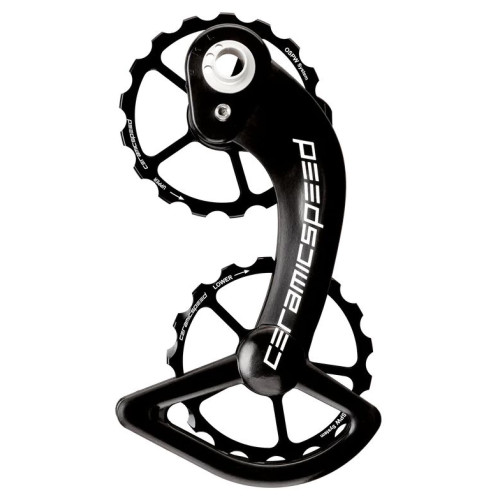 Tension and guide pulley set CeramicSpeed Oversized for Shimano 10+11s DA/Ultegra 9000/6800 + prior Alloy 607 stainless steel black (101635)