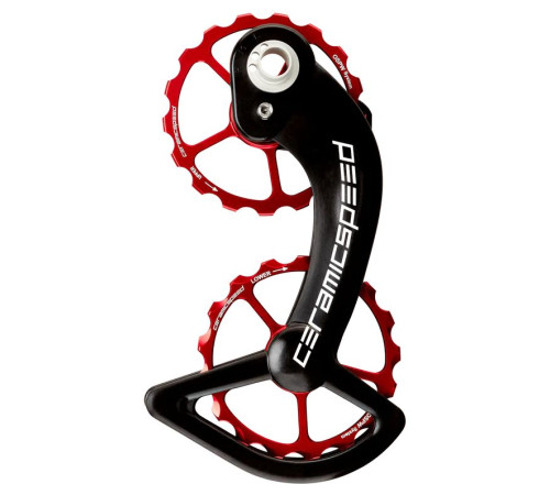 Tension and guide pulley set CeramicSpeed Oversized for Shimano 10+11s DA/Ultegra 9000/6800 + prior Alloy 607 stainless steel red (101640)