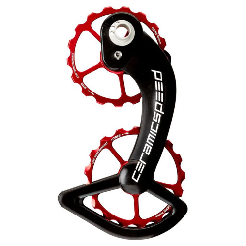 Tension and guide pulley set CeramicSpeed Oversized for Shimano 10+11s DA/Ultegra 9000/6800 + prior Alloy 607 stainless steel red (101640)