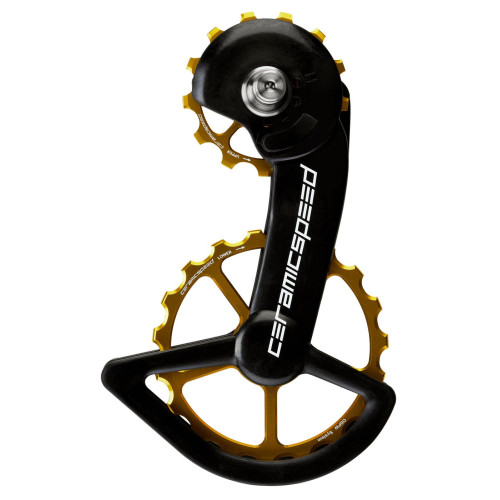 Tension and guide pulley set CeramicSpeed Oversized for Shimano 9100/R8000 Series Alloy 607 stainless steel gold (106201)