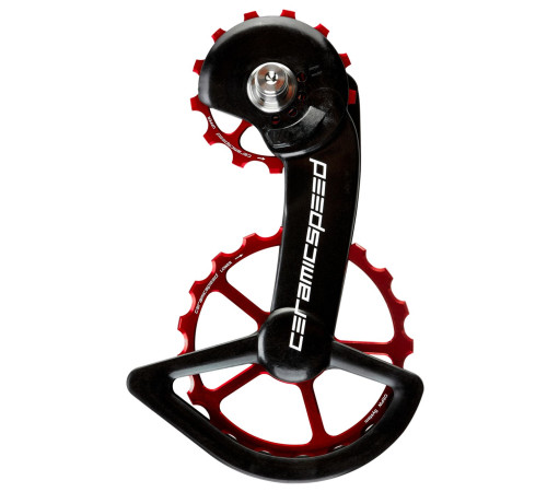 Tension and guide pulley set CeramicSpeed Oversized for Shimano 9250/8150 Series Alloy 607 stainless steel red (110498)