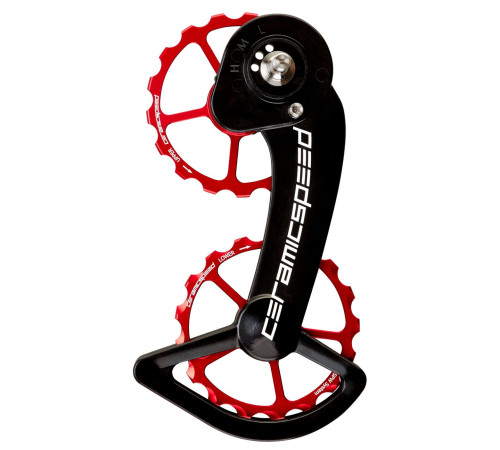 Tension and guide pulley set CeramicSpeed Oversized for SRAM 11s eTap Alloy 607 stainless steel red (101653)
