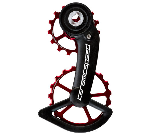 Tension and guide pulley set CeramicSpeed Oversized for SRAM Red/Force AXS Alloy 607 stainless steel red (107379)