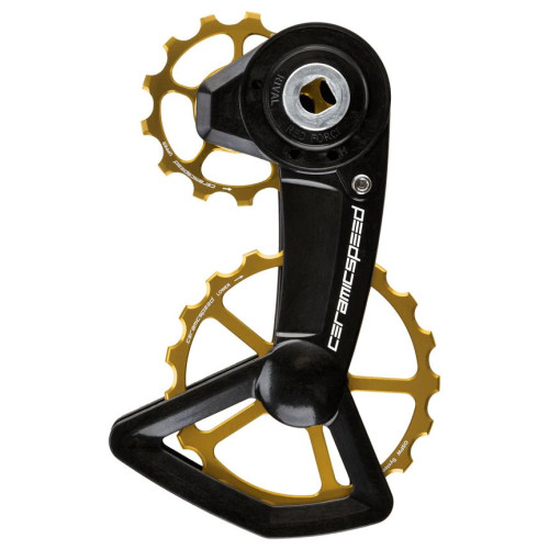 Tension and guide pulley set CeramicSpeed Oversized X for SRAM Red/Force/Rival AXS XPLR Alloy 607 stainless steel gold (111345)