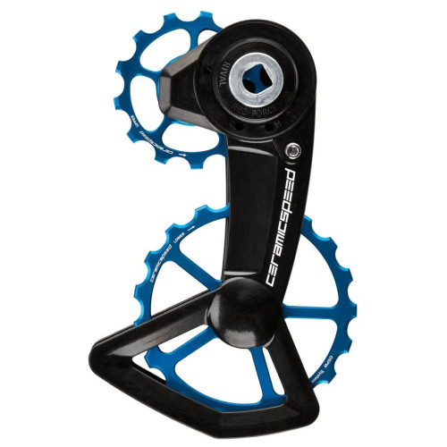 Tension and guide pulley set CeramicSpeed Oversized X for SRAM Red/Force/Rival AXS XPLR Alloy 607 stainless steel blue (111346)