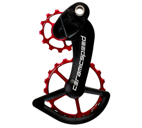 Tension and guide pulley set CeramicSpeed Oversized for Campagnolo 11s Mechanical/EPS Alloy 607 stainless steel red (104061)