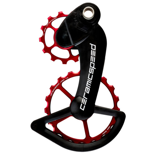 Tension and guide pulley set CeramicSpeed Oversized for Campagnolo 11s Mechanical/EPS Alloy 607 stainless steel red (104061)