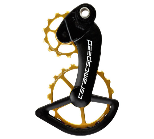 Tension and guide pulley set CeramicSpeed Oversized for Campagnolo 11s Mechanical/EPS Alloy 607 stainless steel gold (106207)