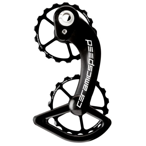 Tension and guide pulley set CeramicSpeed Oversized for Shimano 10+11s DA/Ultegra 9000/6800 + prior Coated Alloy 607 black (101638)