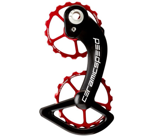 Tension and guide pulley set CeramicSpeed Oversized for Shimano 10+11s DA/Ultegra 9000/6800 + prior Coated Alloy 607 red (101643)