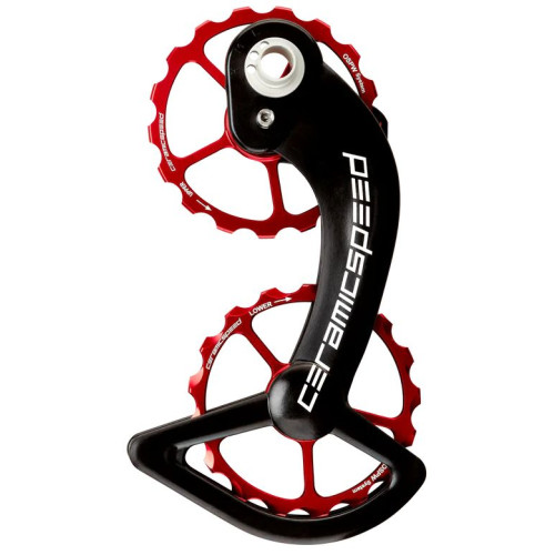Tension and guide pulley set CeramicSpeed Oversized for Shimano 10+11s DA/Ultegra 9000/6800 + prior Coated Alloy 607 red (101643)