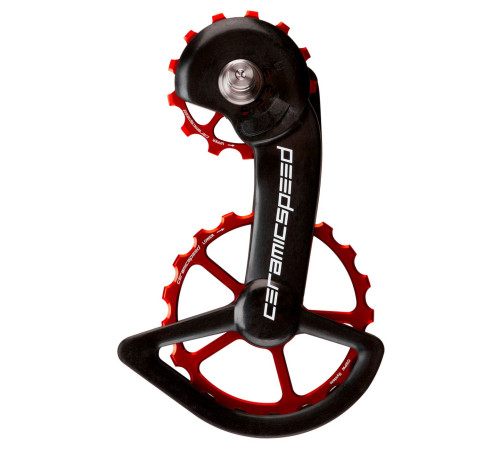 Tension and guide pulley set CeramicSpeed Oversized for Shimano 9100/R8000 Series Coated Alloy 607 red (106318)