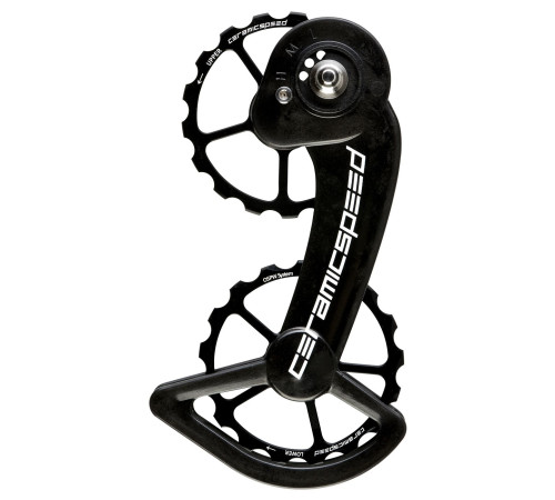 Tension and guide pulley set CeramicSpeed Oversized for SRAM 10+11s Mechanical Coated Alloy 607 black (101661)
