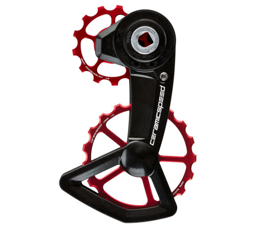 Tension and guide pulley set CeramicSpeed Oversized X for SRAM Red/Force/Rival AXS XPLR Ctd Alloy 607 Coated red (111348)