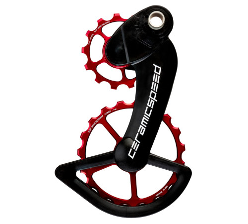 Tension and guide pulley set CeramicSpeed Oversized for Campagnolo 12s EPS Coated Alloy 607 red (107429)