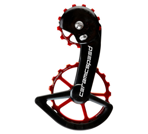 Tension and guide pulley set CeramicSpeed Oversized X for Shimano GRX810/815/Ultegra RX800/805 Coated Alloy 607 red (108532)