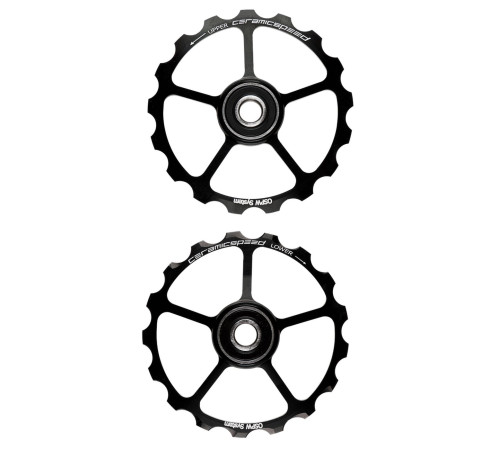 Tension and guide pulley set CeramicSpeed Oversized (spare) Alloy 607 stainless steel black (101670)