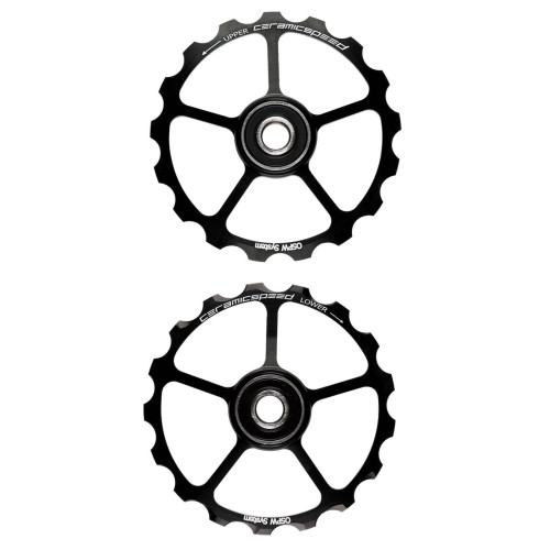 Tension and guide pulley set CeramicSpeed Oversized (spare) Alloy 607 stainless steel black (101670)