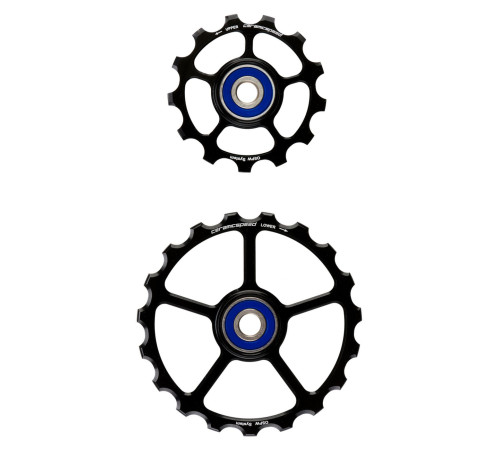 Tension and guide pulley set CeramicSpeed Oversized (spare) Alloy 607 stainless steel black (102414)