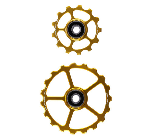 Tension and guide pulley set CeramicSpeed Oversized Alloy 607 stainless steel gold (110202)