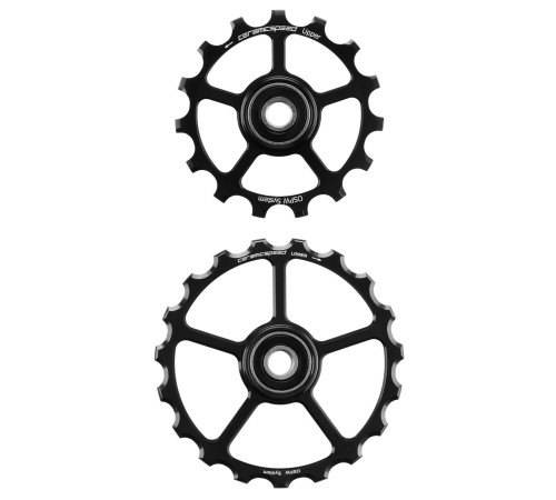 Tension and guide pulley set CeramicSpeed Oversized (spare) Alloy 607 stainless steel black (107847)