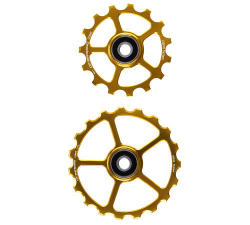 Tension and guide pulley set CeramicSpeed Oversized Alloy 607 stainless steel gold (110204)