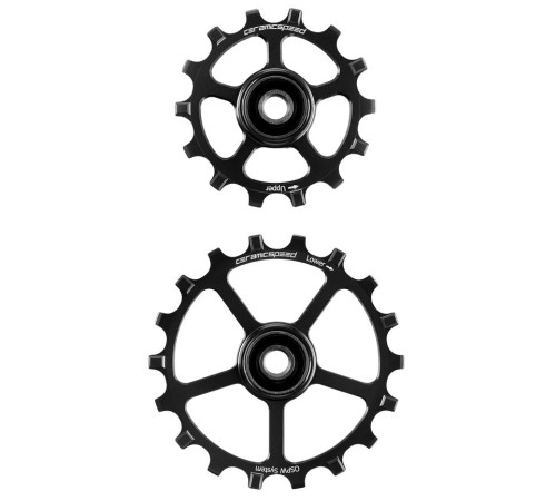 Tension and guide pulley set CeramicSpeed Oversized (spare) Alloy 607 stainless steel black (108297)