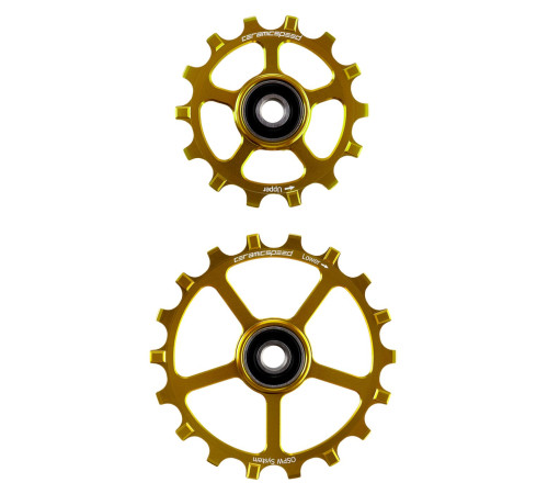 Tension and guide pulley set CeramicSpeed Oversized (spare) Alloy 607 stainless steel gold (108299)