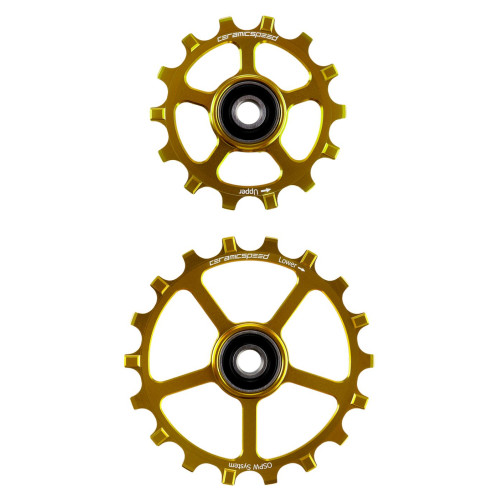 Tension and guide pulley set CeramicSpeed Oversized (spare) Alloy 607 stainless steel gold (108299)