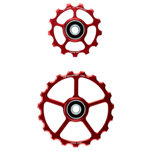 Tension and guide pulley set CeramicSpeed Oversized (spare) Coated Alloy 607 red (102429)