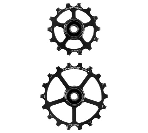 Tension and guide pulley set CeramicSpeed Oversized (spare) Coated Alloy 607 black (108298)