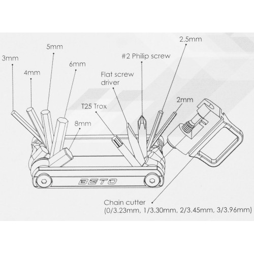 Tool set BETO BT-338 15 in 1 Mini