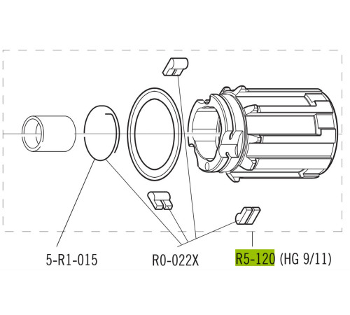Freewheel body Fulcrum R5-120 Road for Shimano HG and SRAM 8/9/10/11-speed cassettes