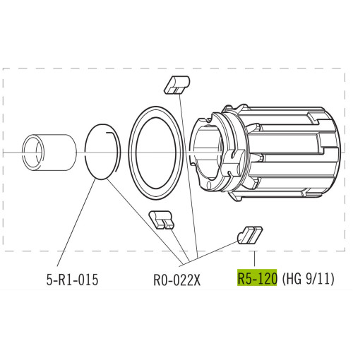 Freewheel body Fulcrum R5-120 Road for Shimano HG and SRAM 8/9/10/11-speed cassettes