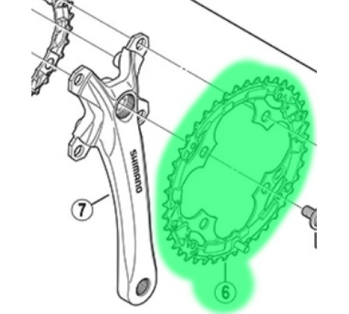 Priekšējā ķēdes riteņa Shimano ACERA FC-M361 104mm 7/8-speed 48T black