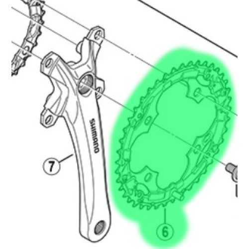 Priekšējā ķēdes riteņa Shimano ACERA FC-M361 104mm 7/8-speed 48T black