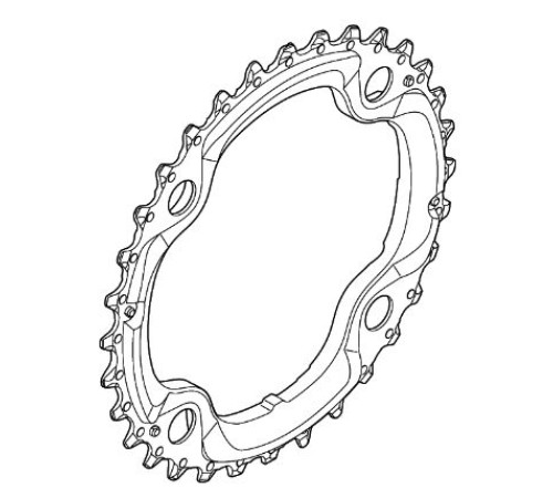 Priekšējā ķēdes riteņa Shimano DEORE FC-T521 104mm 10-speed 32T-AE black